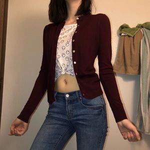 Maroon button up sweater